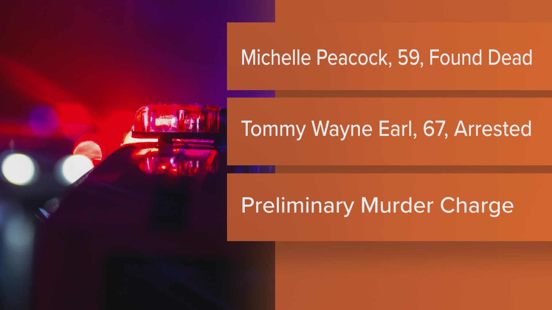 Witnesses told police Tommy Wayne Earl was threatening Michelle Peacock with a knife and may have cut her.