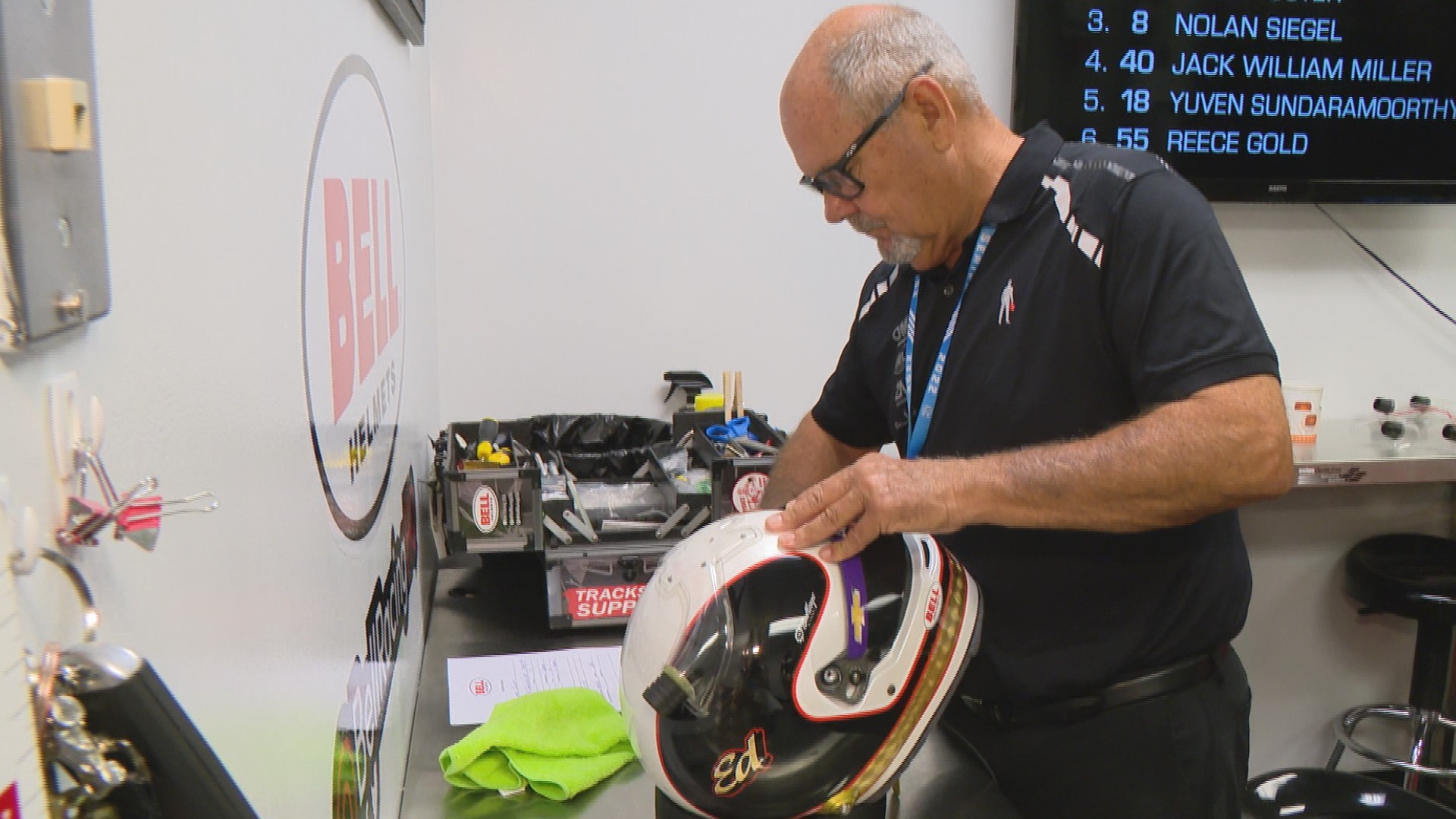 Bell Helmets, based in Speedway, has a permanent home at the track during the Month of May, and there's one man in charge of building the helmets from scratch.