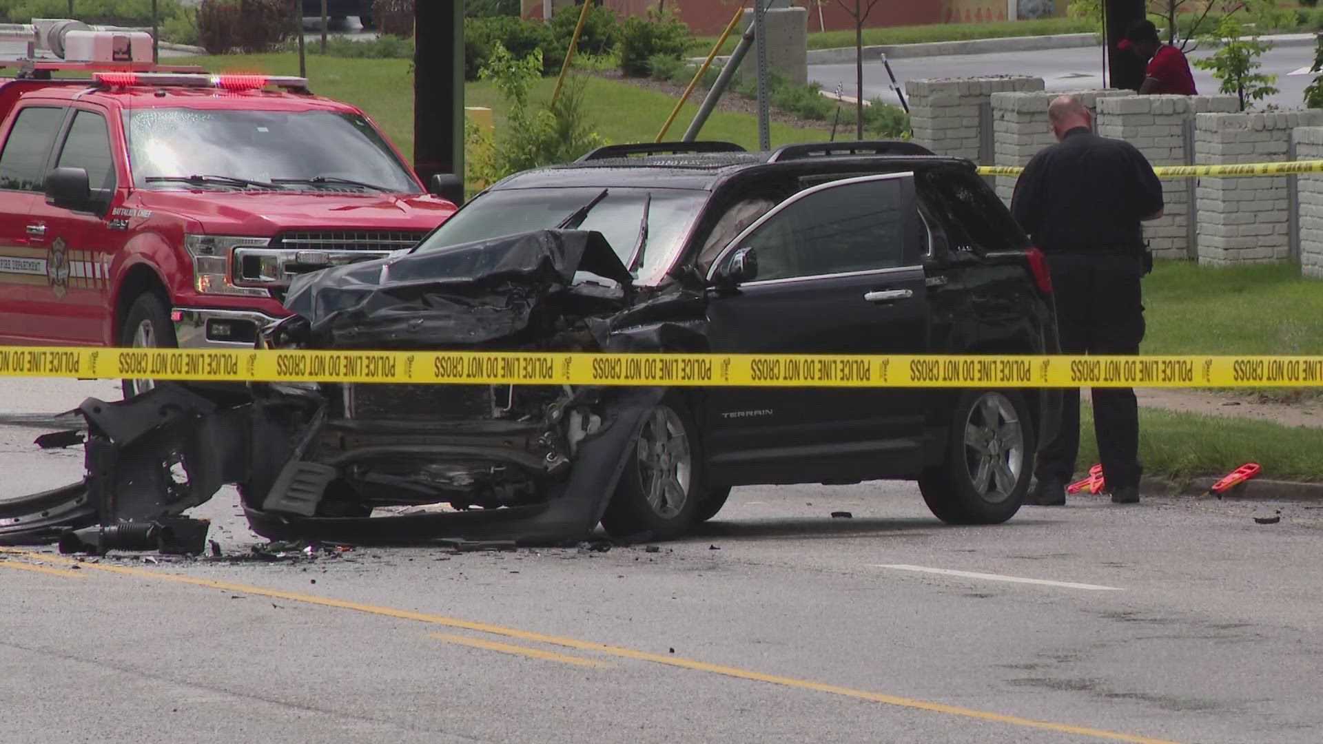 The crash happened around 1 p.m. Wednesday at North High School Road and Embassy Row, near Crawfordsville Road.