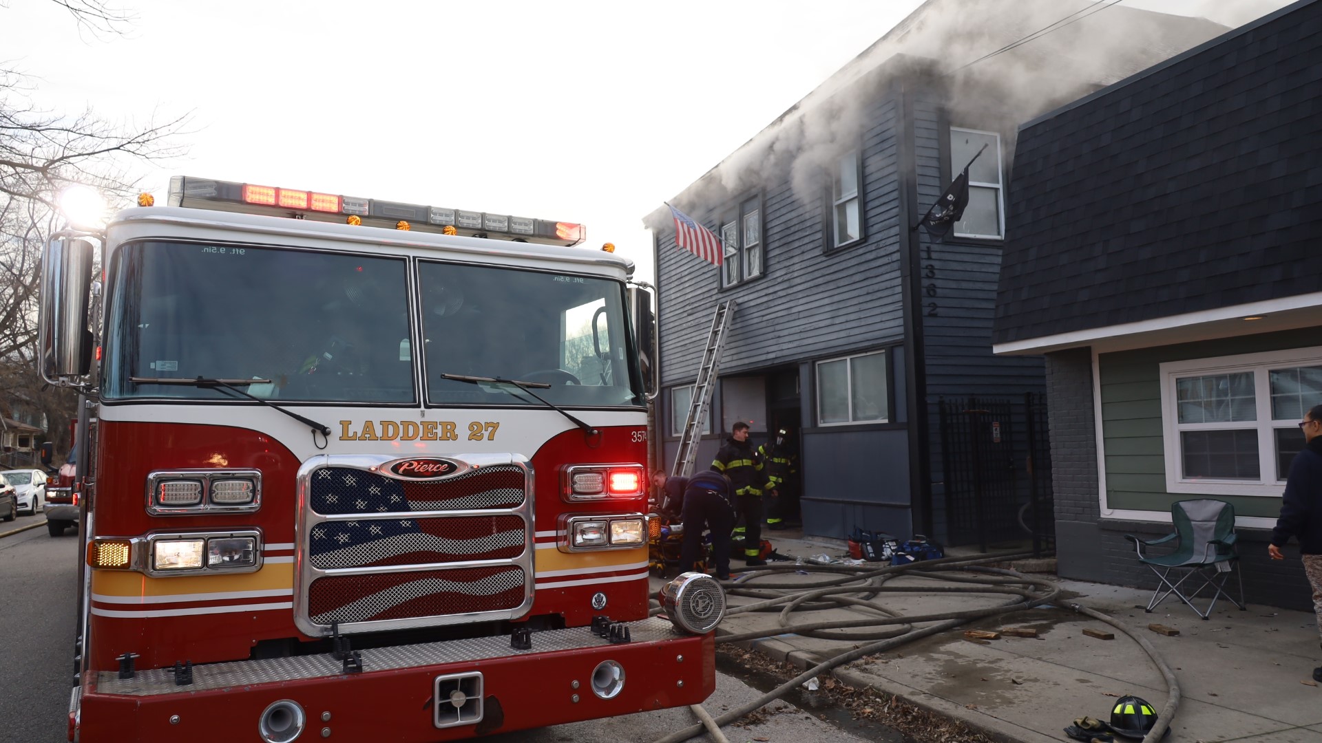 A man was critically injured and seven cats died in a fire on the east side of Indianapolis Monday.