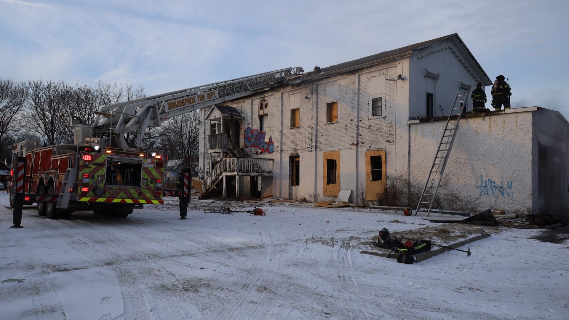 Firefighters found a victim dead inside a burning building Saturday morning.