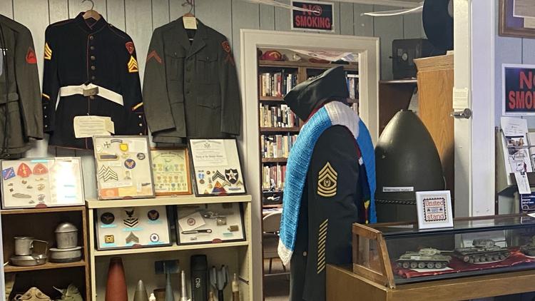 historical artifacts displayed inside the local military museum in carmel indiana