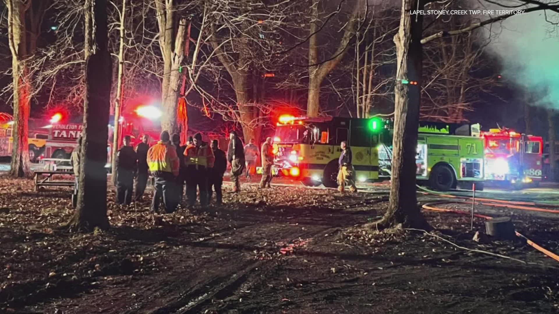 According to the Lapel Stony Creek Township Fire Territory, firefighters were able to put the fire out, but rescue attempts were unsuccessful.