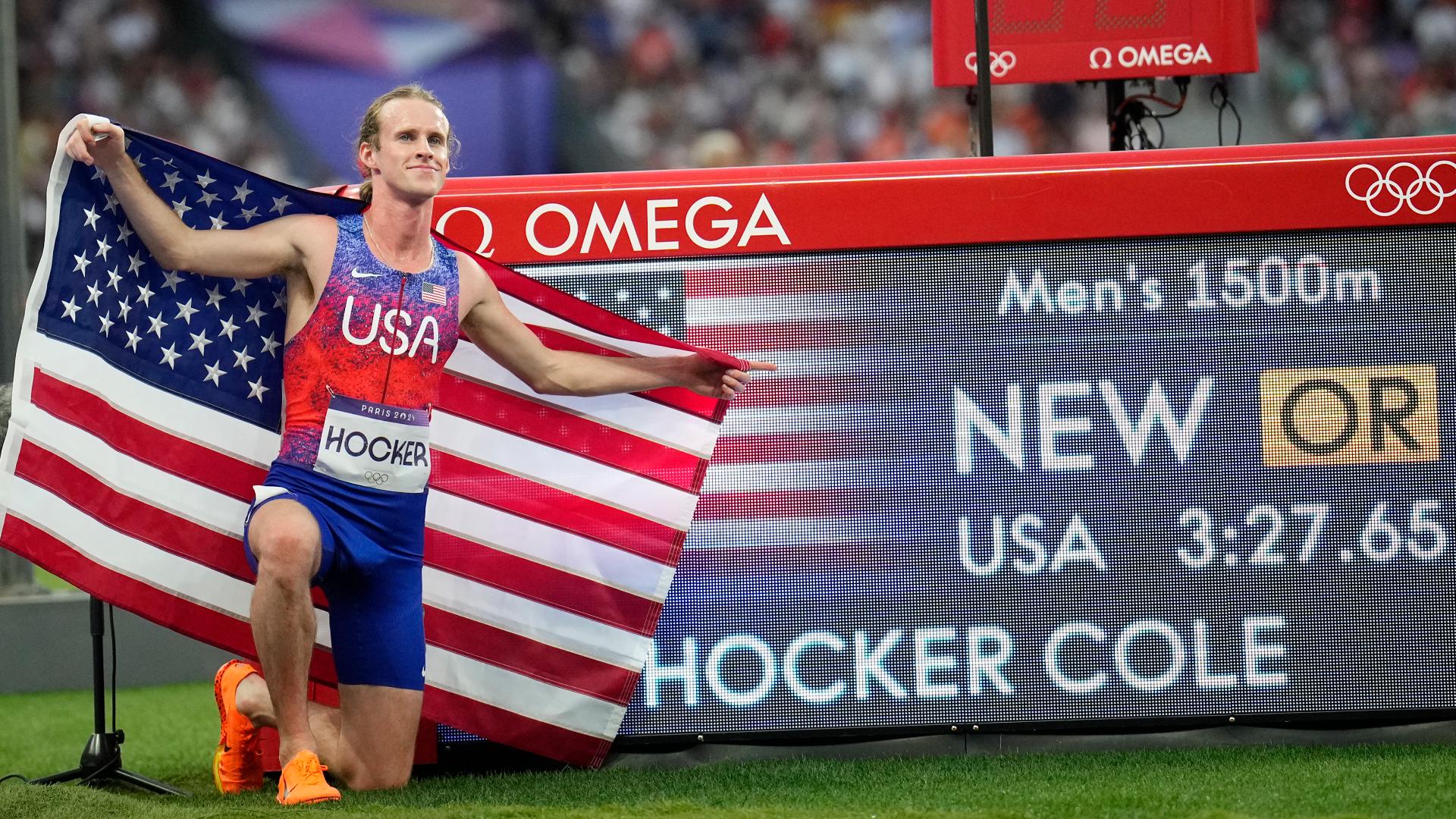 American Cole Hocker pulled the upset of the Olympics on Tuesday night winning gold in the 1500-meter.