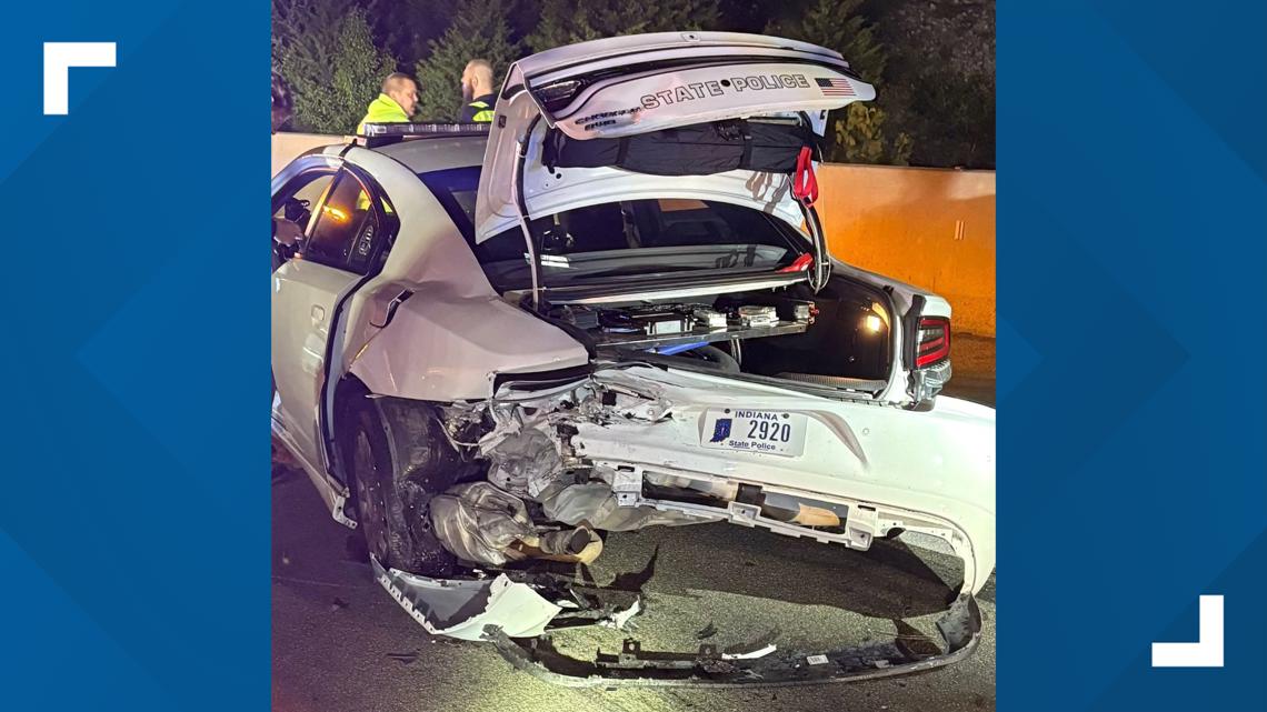 ISP trooper's car struck by suspected drunk driver near downtown Indianapolis