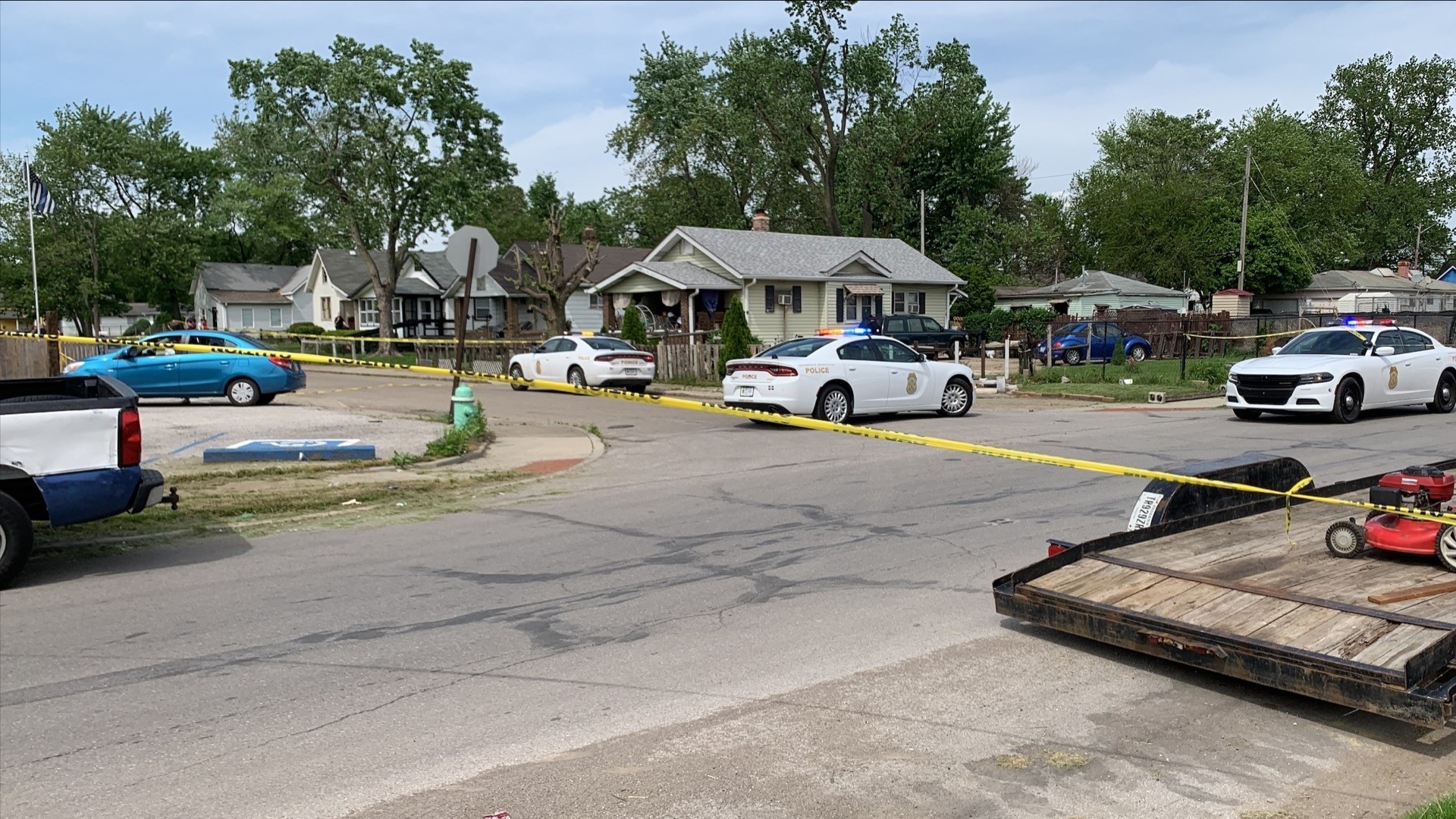 The shooting happened Sunday afternoon in the 1600 block of Harlan Street, which is near the intersection of East Pleasant Run Parkway and South Keystone Avenue.