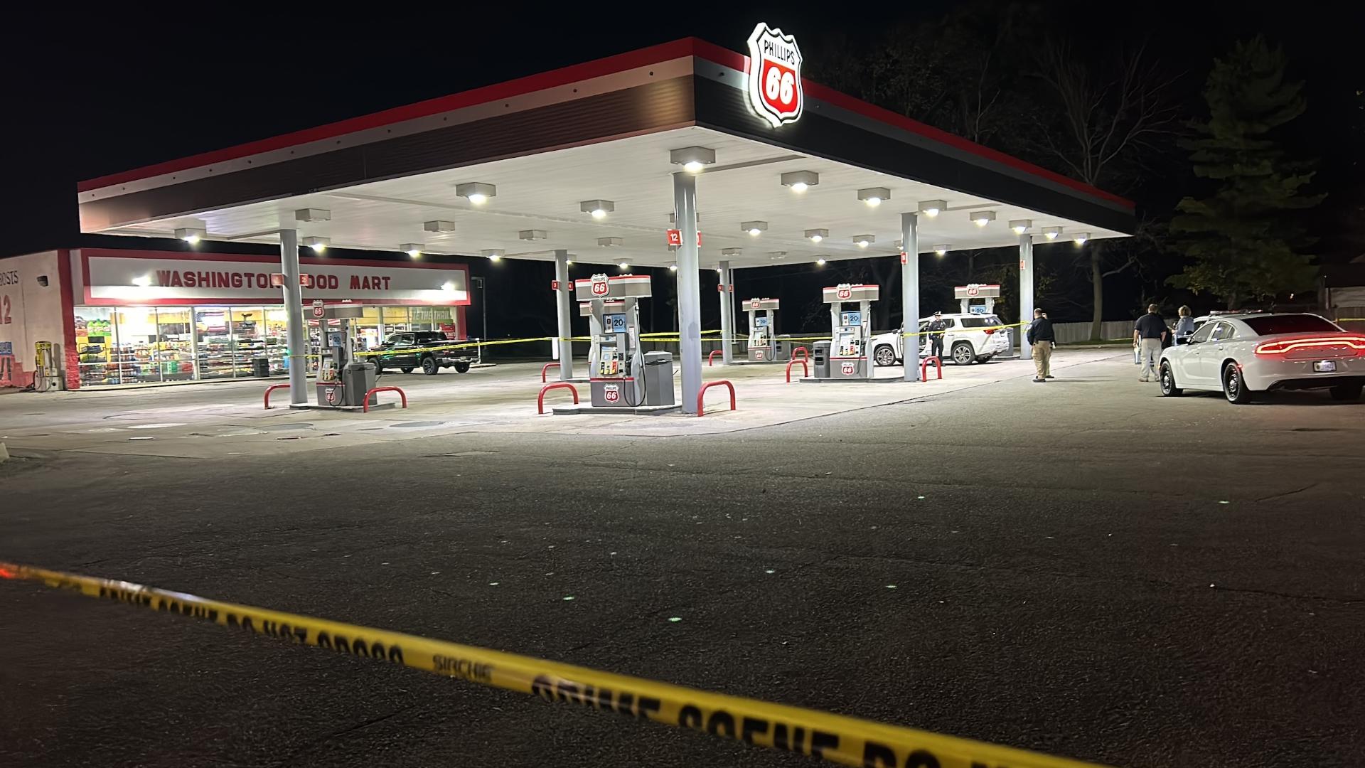 It happened at a gas station on East Washington Street, police said.