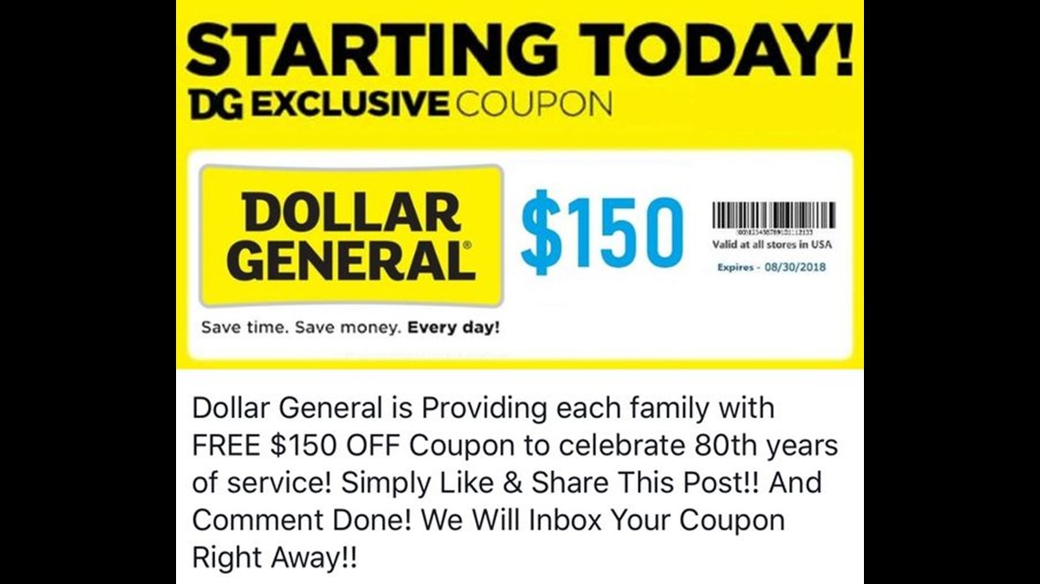 Not Real News Dollar General Not Giving Away 150 Coupons