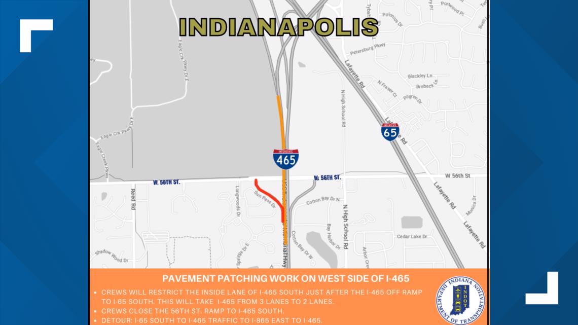 INDOT announces I-465 lane restrictions on Indy's northwest side | wthr.com