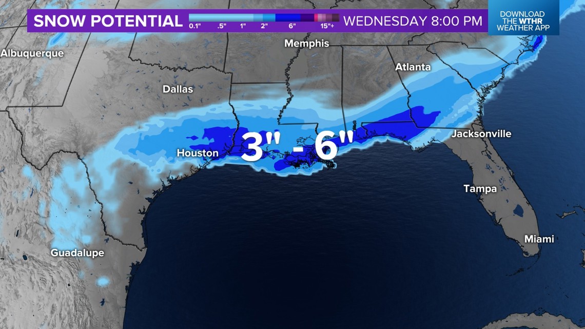 Gulf Coast gets winter storm Jan. 20, 2025