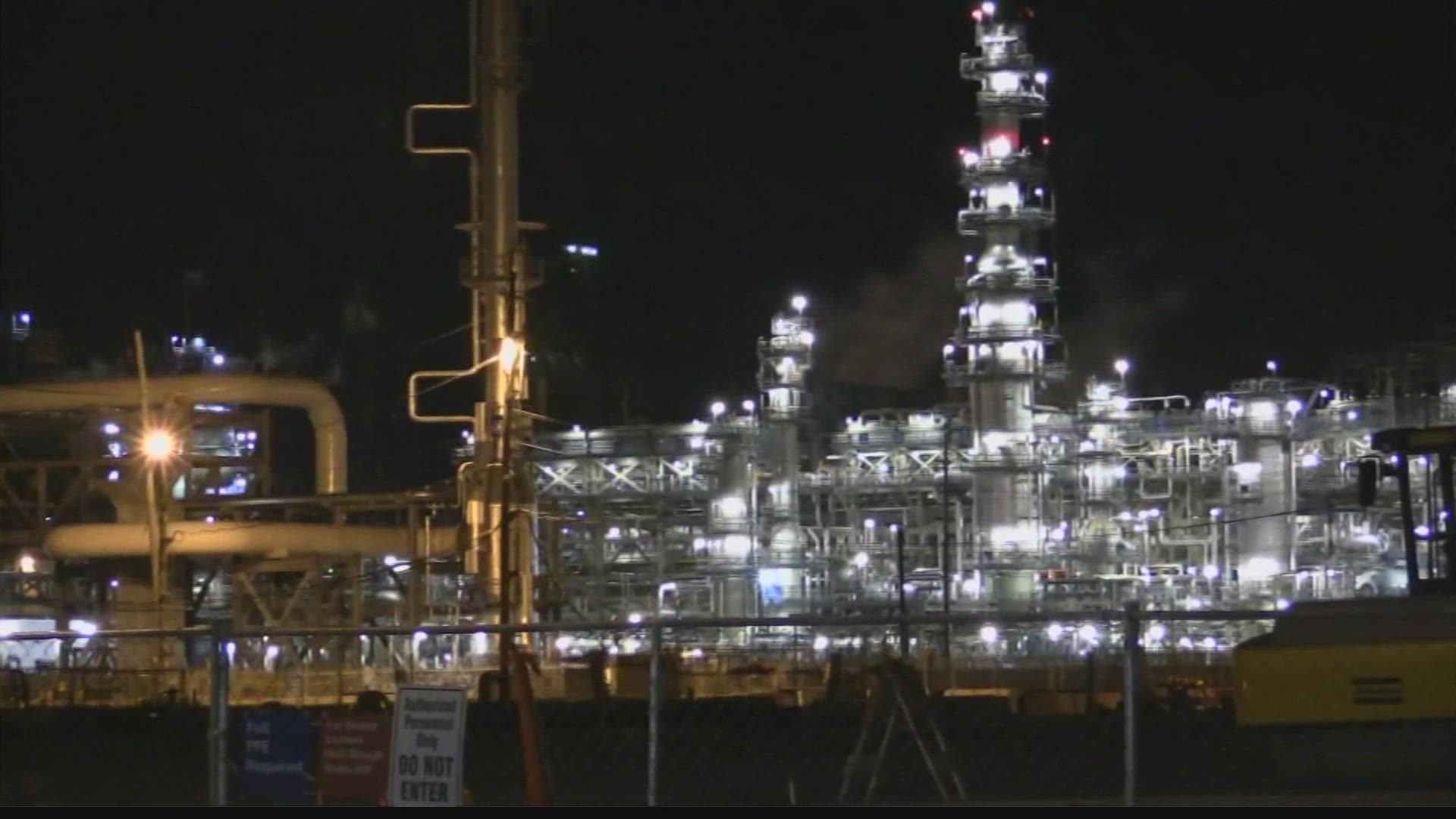 An electrical fire at the BP refinery last week is to blame for the slow rise in gas prices.