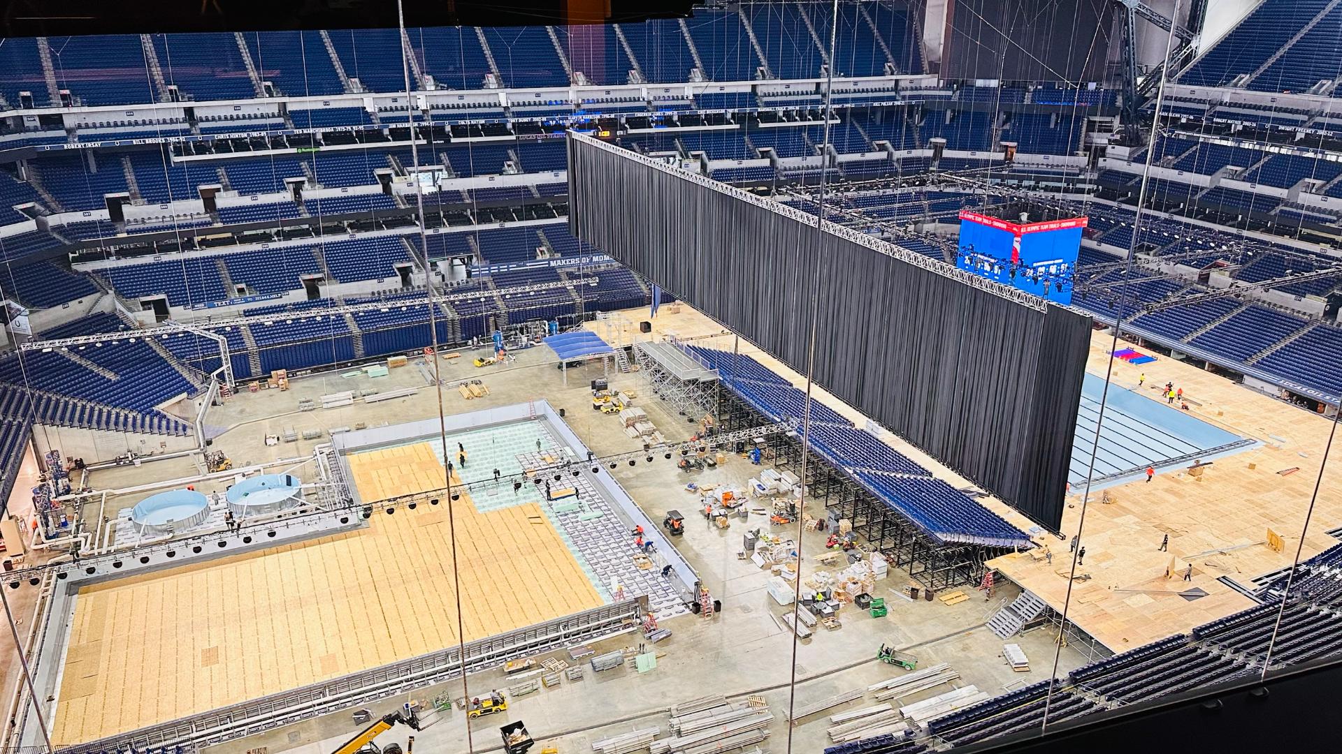 Olympic pools under construction at Lucas Oil Stadium | wthr.com