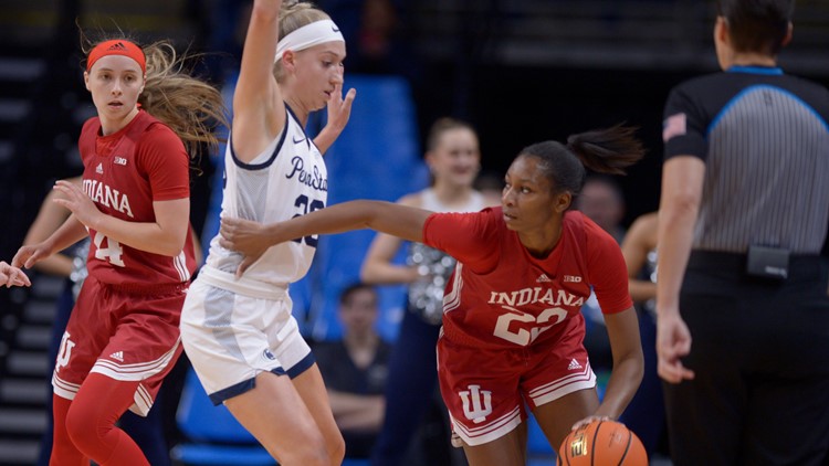 Holmes helps No. 4 Indiana women beat Penn State 67-58