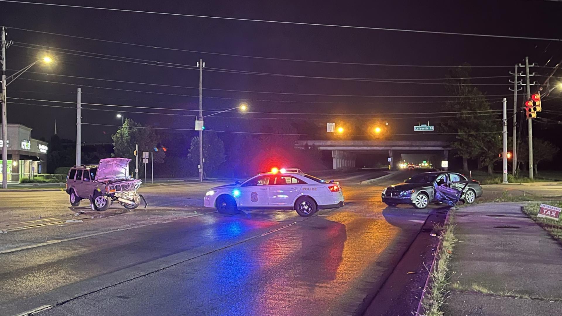 The crash was reported around 2:30 a.m. Friday near the intersection of West 56th Street and Lafayette Road.