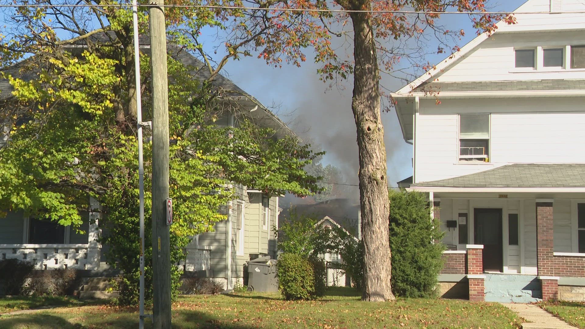 The fire was reported Sunday around 10:30 a.m. near East Washington Street and North Campbell Avenue.