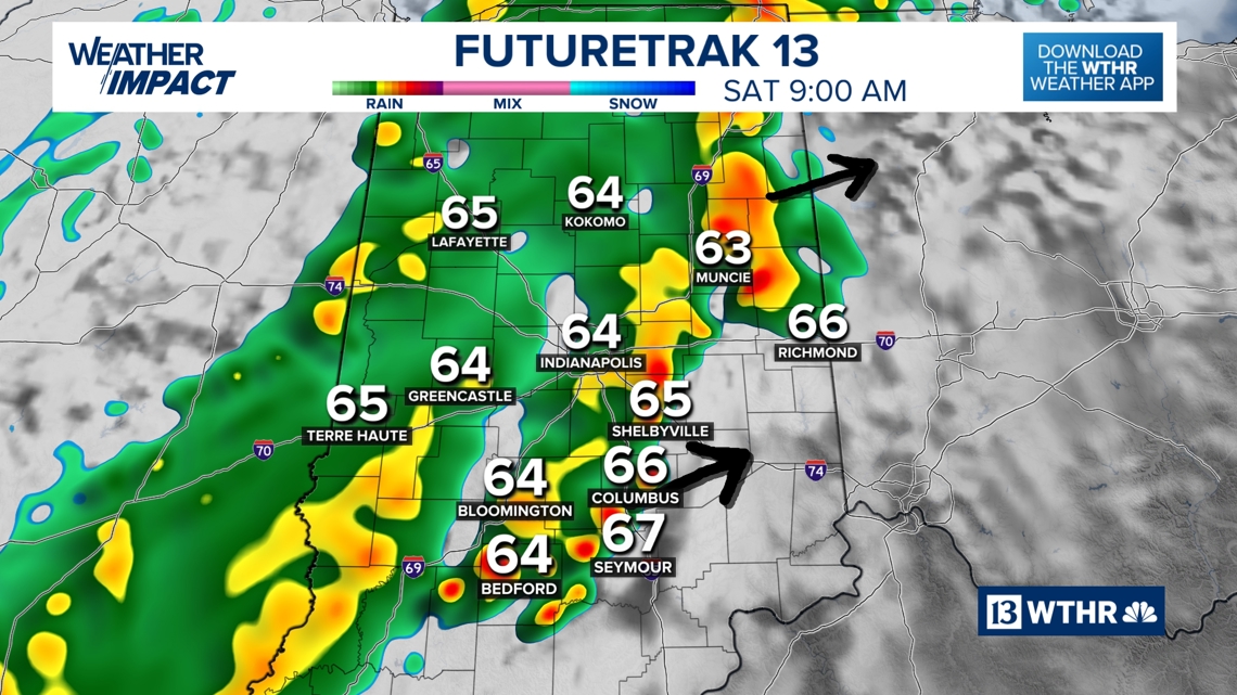 Stormy start to Saturday across Indiana Timing the thunderstorms