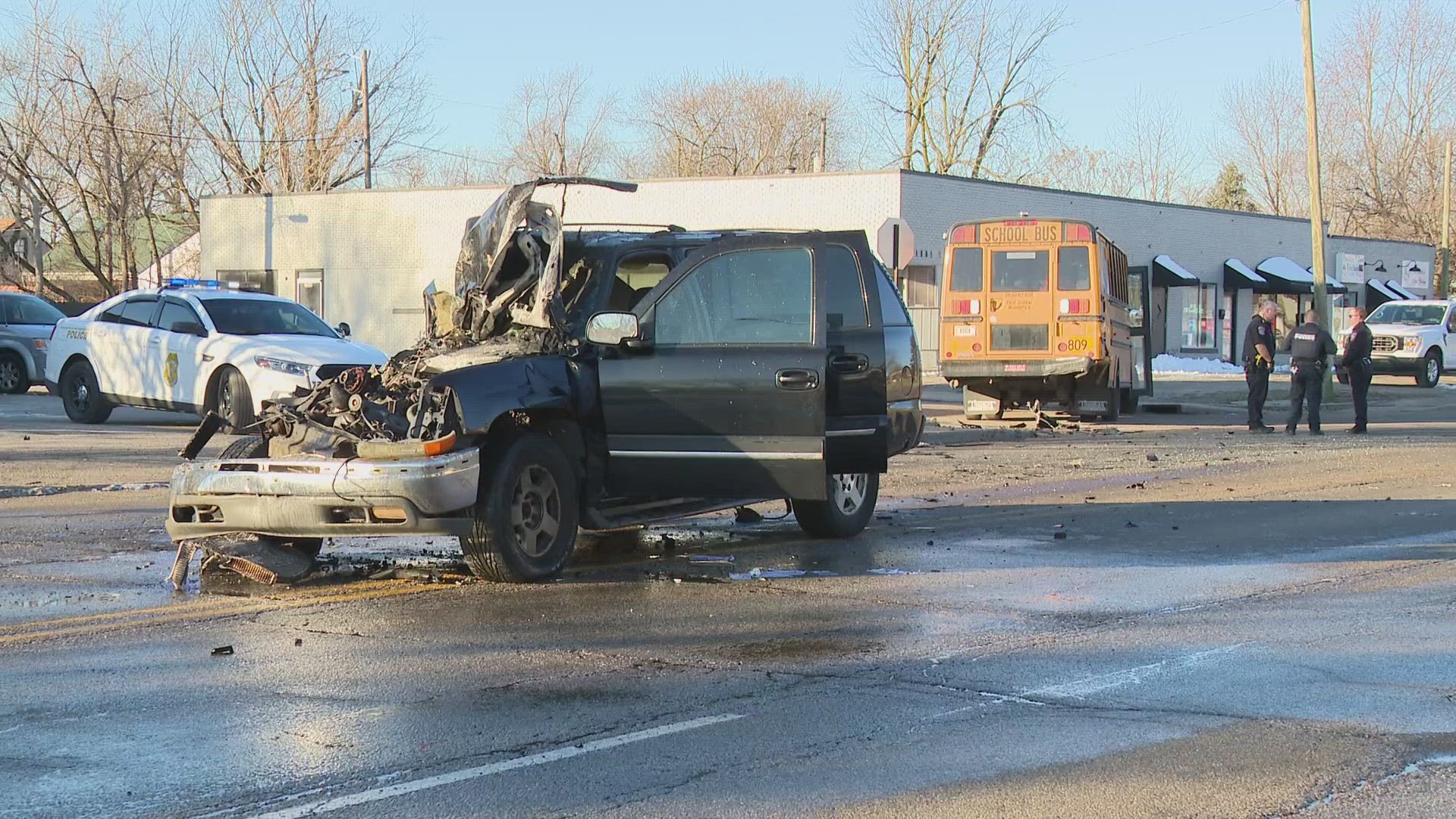 The crash happened along East 21st Street near North Bosart Avenue, west of Emerson Avenue, around 8 a.m. Tuesday.