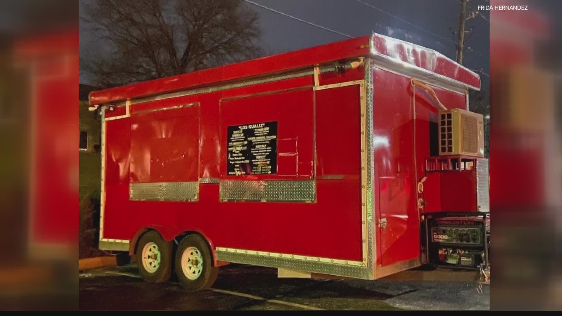 Surveillance video shows the thieves were able to take off with the parked trailer in minutes.