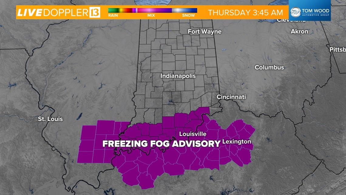Patchy freezing fog developing over central & southern Indiana Thursday ...