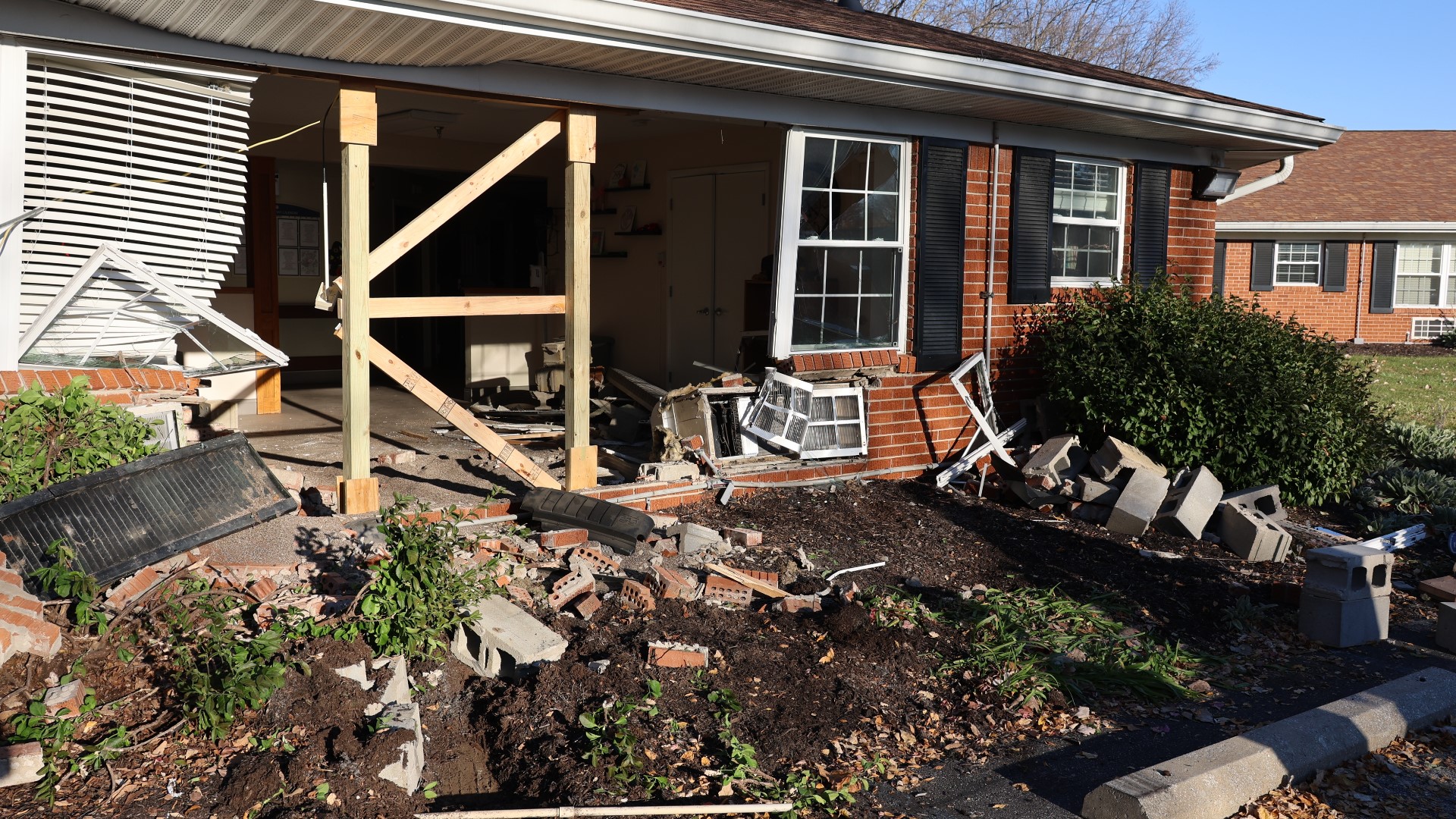 Car crashes into nursing home on Indy's north side