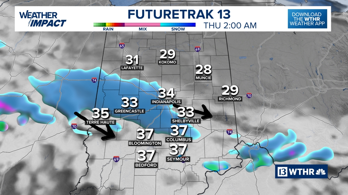 Light scattered snow may sweep across central & southern Indiana early Thursday morning | 13Weather Blog
