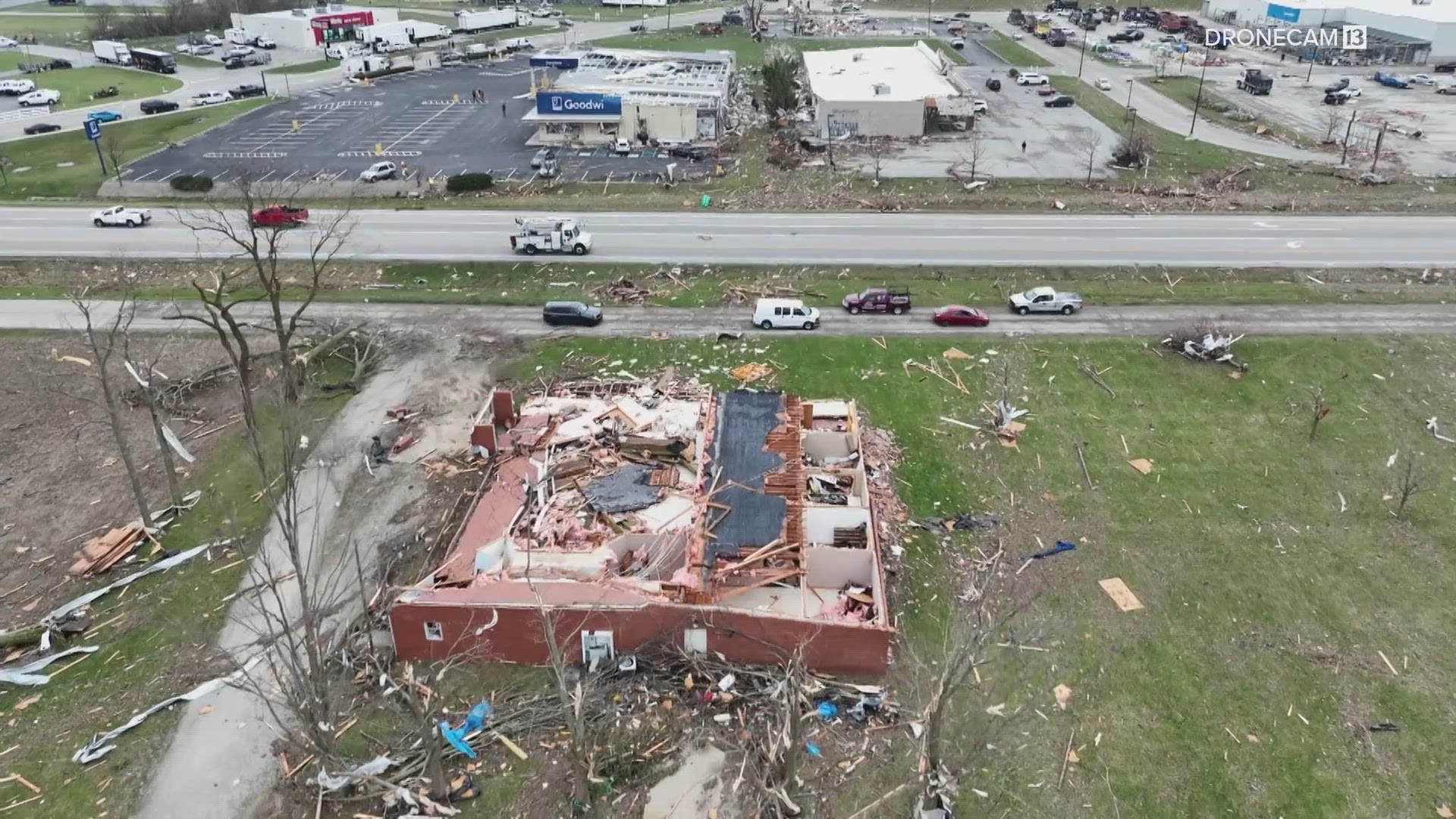 The storm hit Winchester, a city of around 5,000 people roughly 20 miles east of Muncie, around 8 p.m. Multiple buildings in the city were completely destroyed.