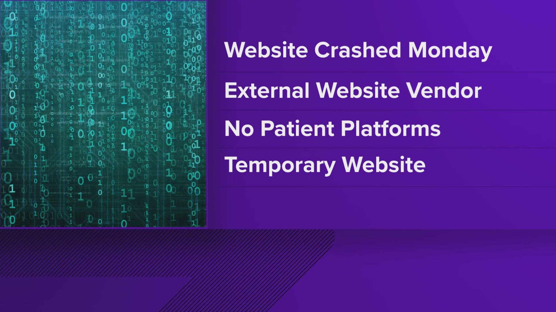 The hospital system said the cyberattack was on the external website vendor.
