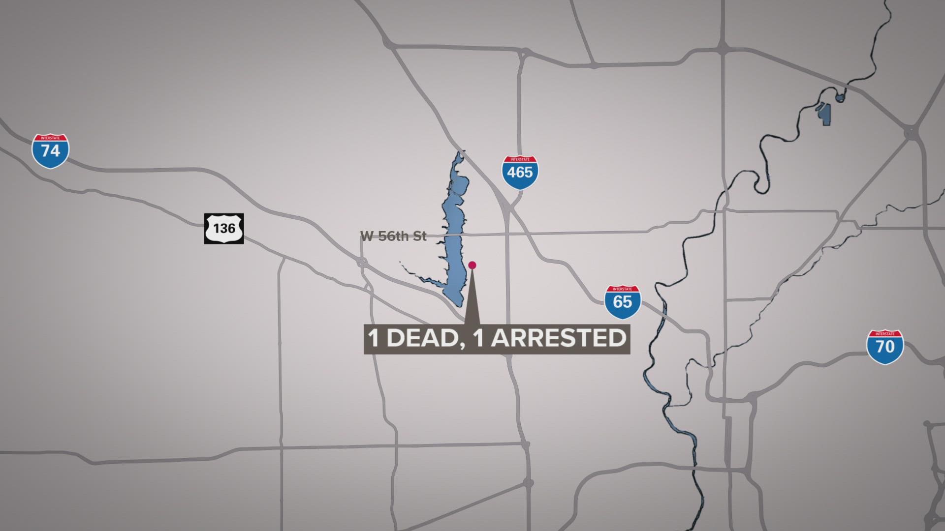 A man was arrested for murder early Sunday morning following a family disturbance at a home near Eagle Creek Reservoir on the west side of Indianapolis.