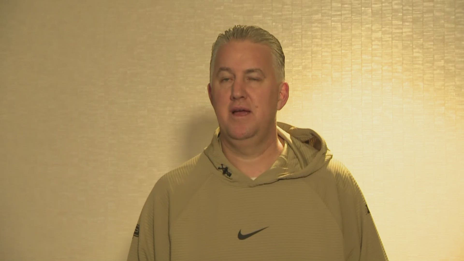 Purdue head coach Matt Painter spoke with the media after the team arrived at their hotel in Phoenix Tuesday night.