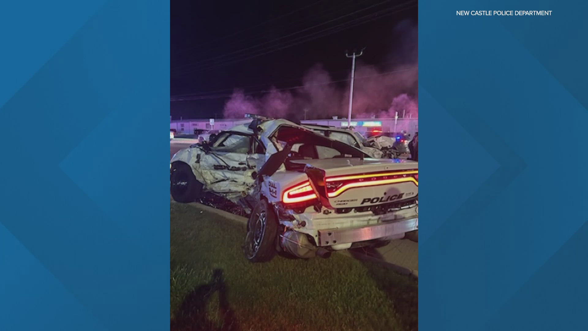 Police say the driver hit an unoccupied police car near State Road 3 and State Road 38 in New Castle. The driver was taken to the hospital with minor injuries.