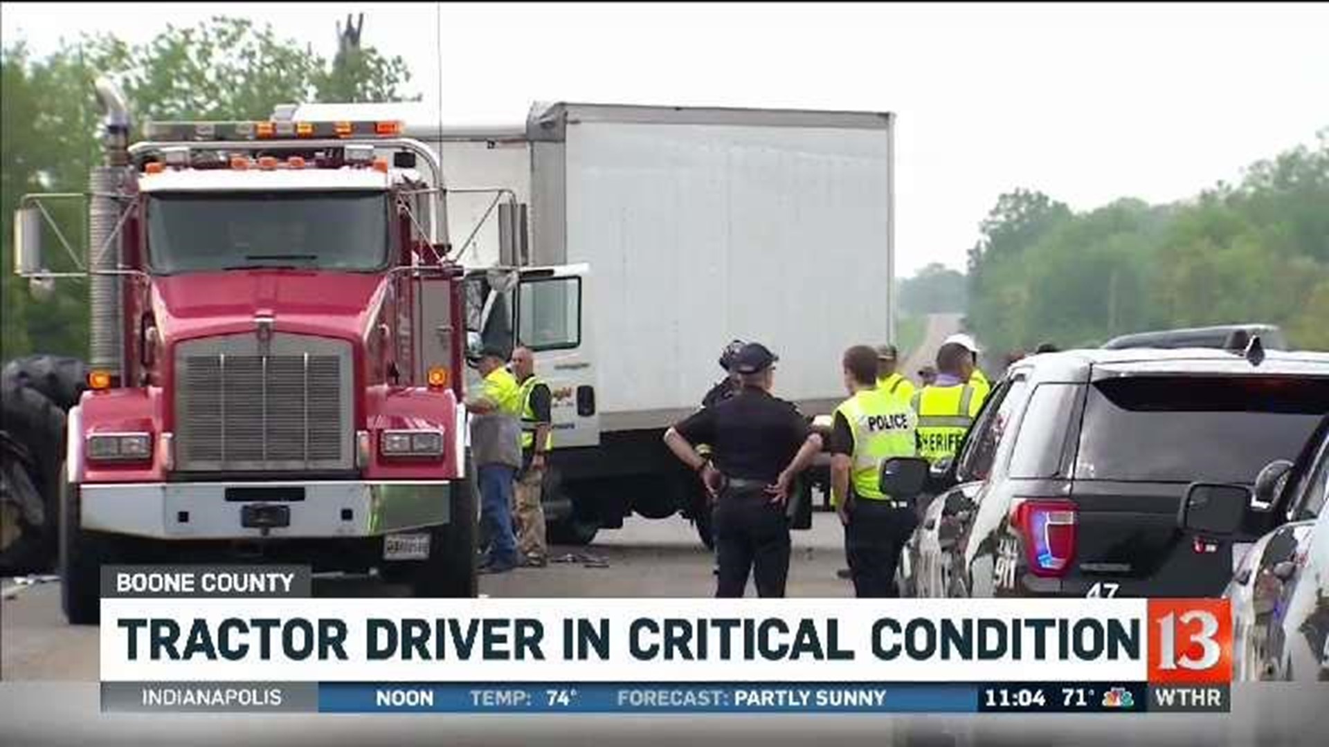 Farm tractor driver critical after collision with truck