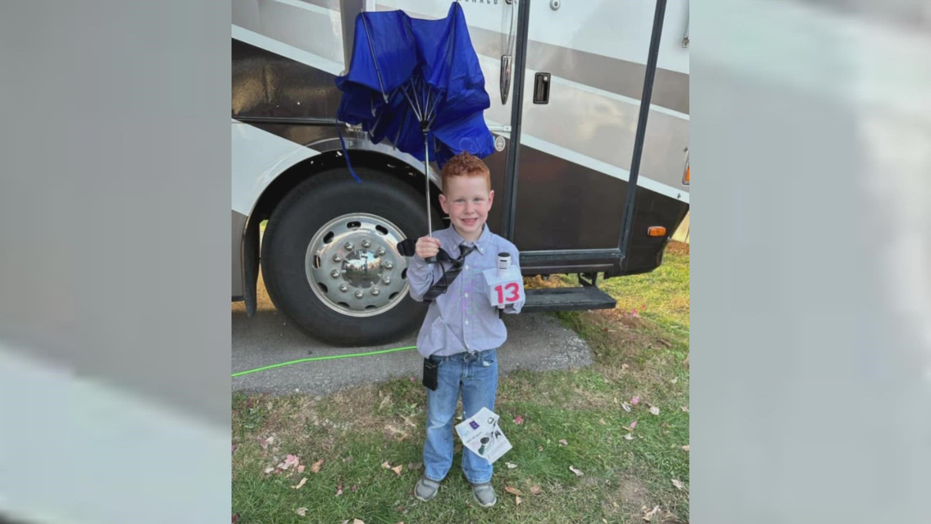 6yearold boy goes trickortreating as WTHR weatherman