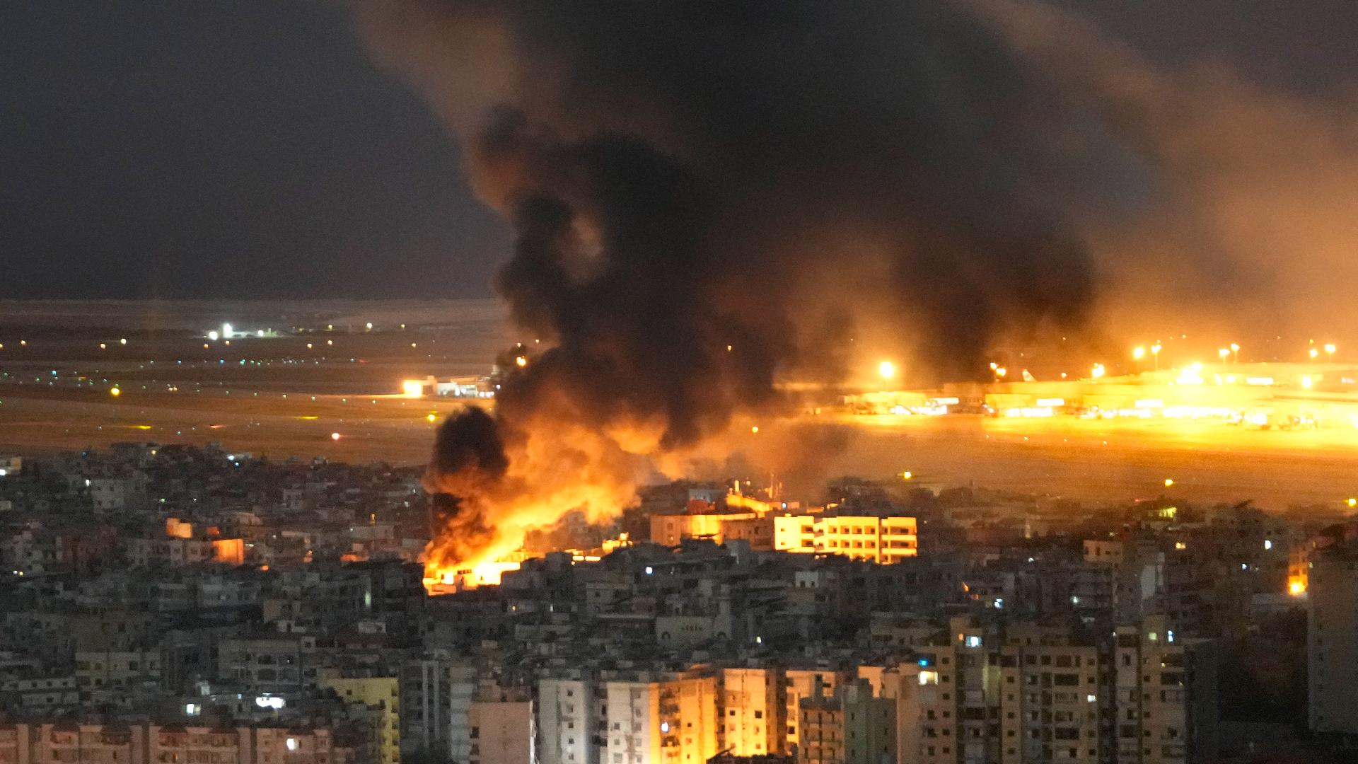 Video shows large explosions and fire next to Beirut's international airport.