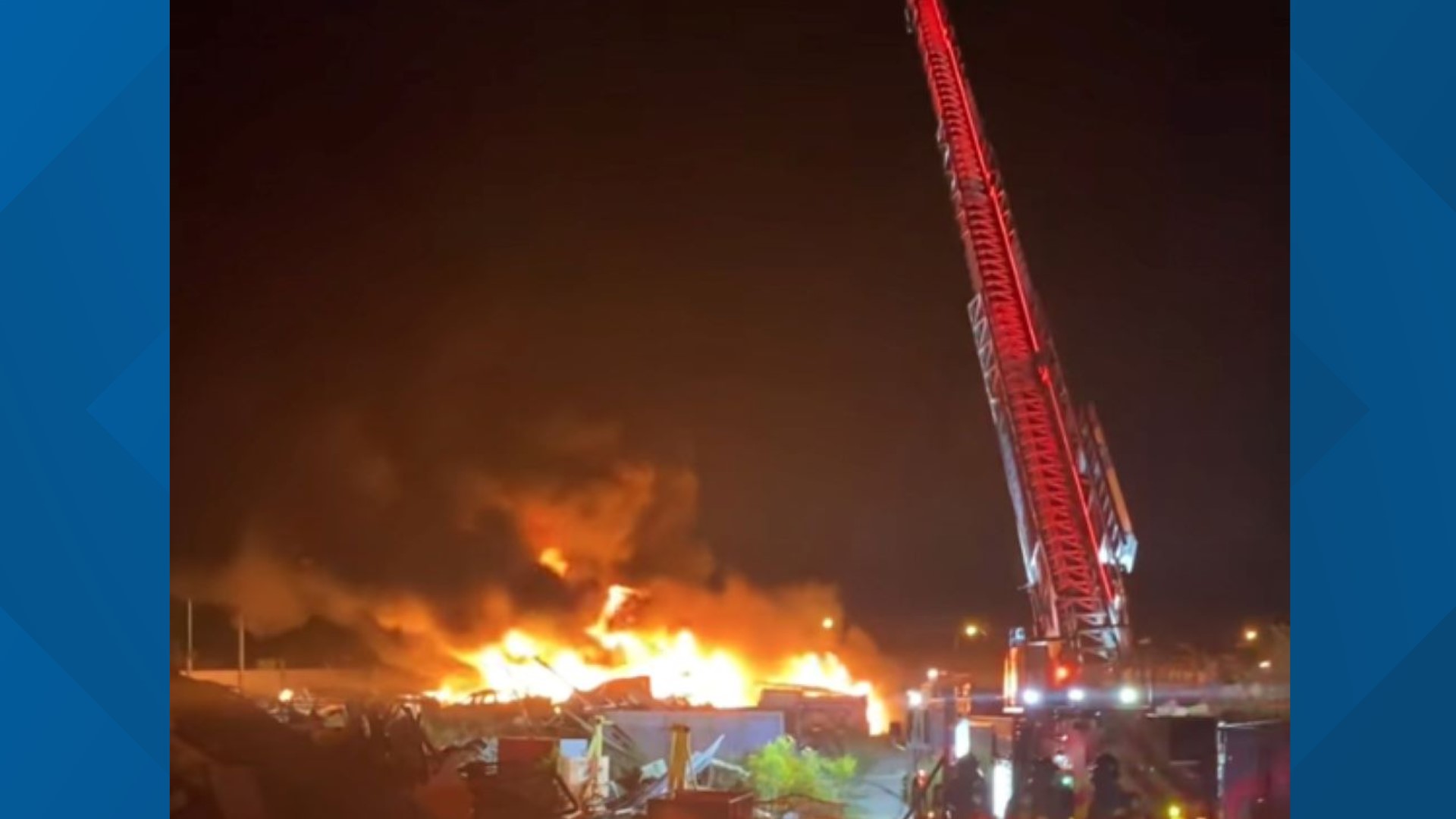 In a social media post, the fire department said multiple tankers were operating at a scrap yard at Zore's on Frontage Road.