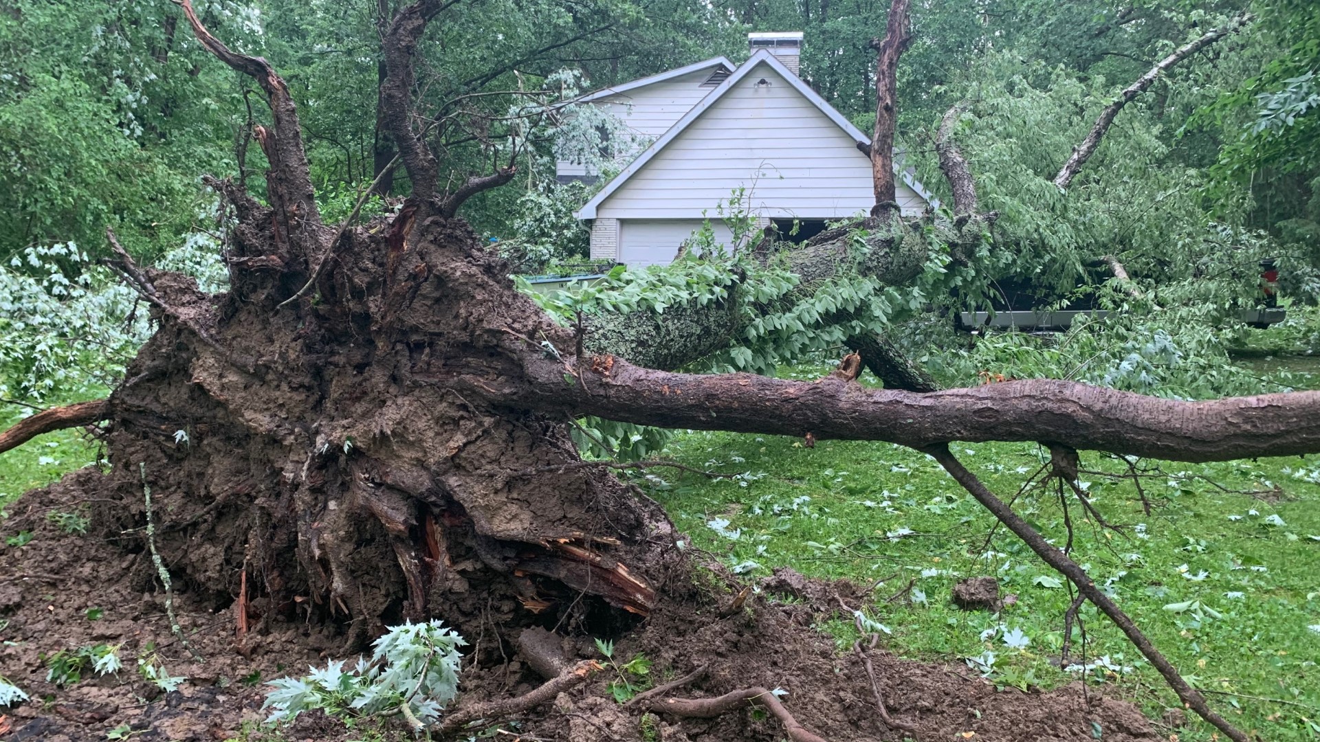 Many areas of Indiana sustained damage from severe storms that brought heavy rain and high winds Saturday afternoon and evening.