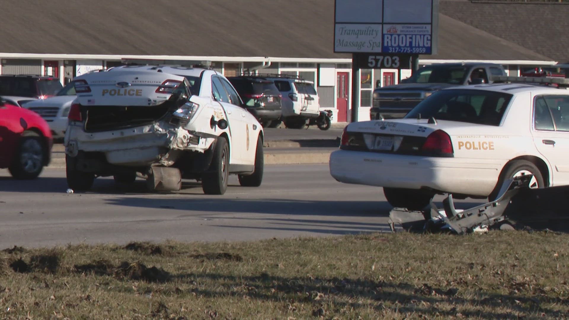 Two IMPD officers were involved in a crash on the south side of Indianapolis on Feb. 20 at U.S. 31.