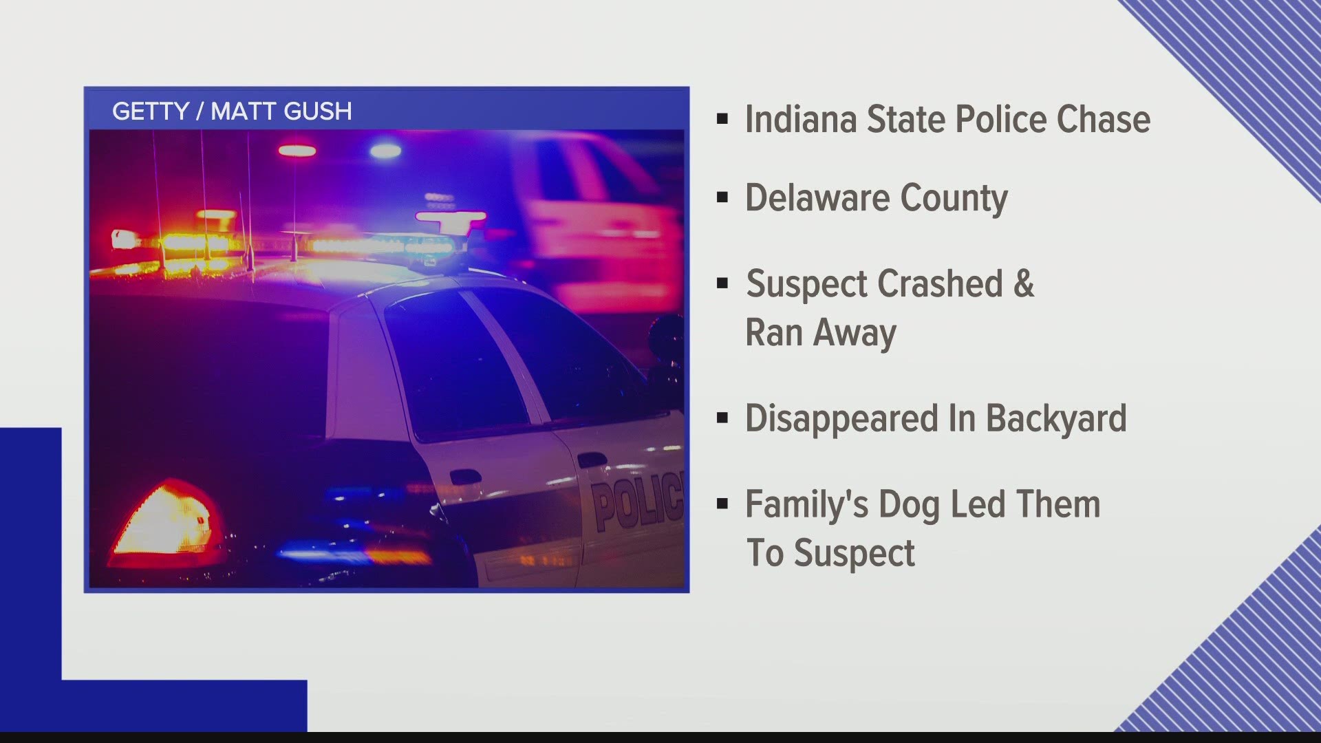 When a suspect ran away from the scene of a crash, a dog led police to where he was hiding.