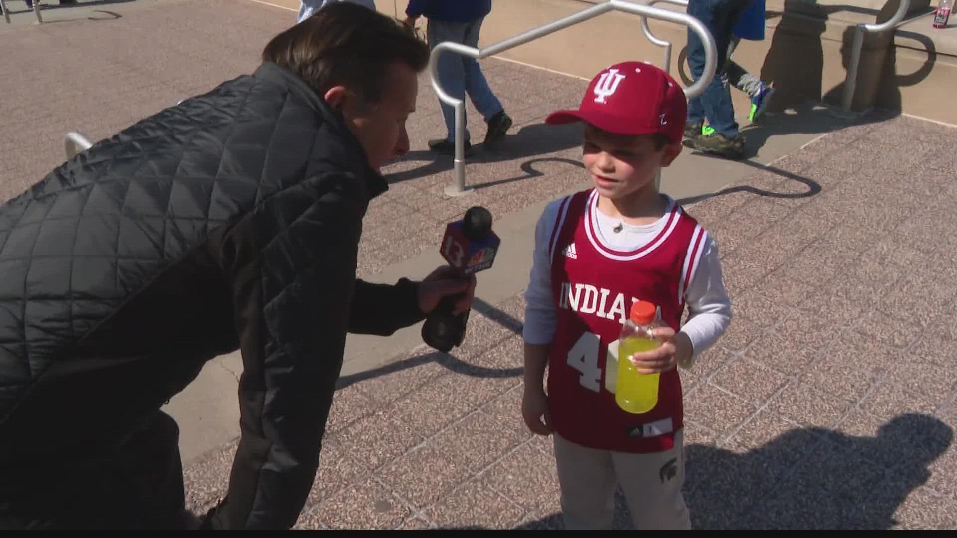 Indiana rallied from 17 points down to beat Michigan Thursday, making for excited Hoosiers fans outside Gainbridge Fieldhouse.