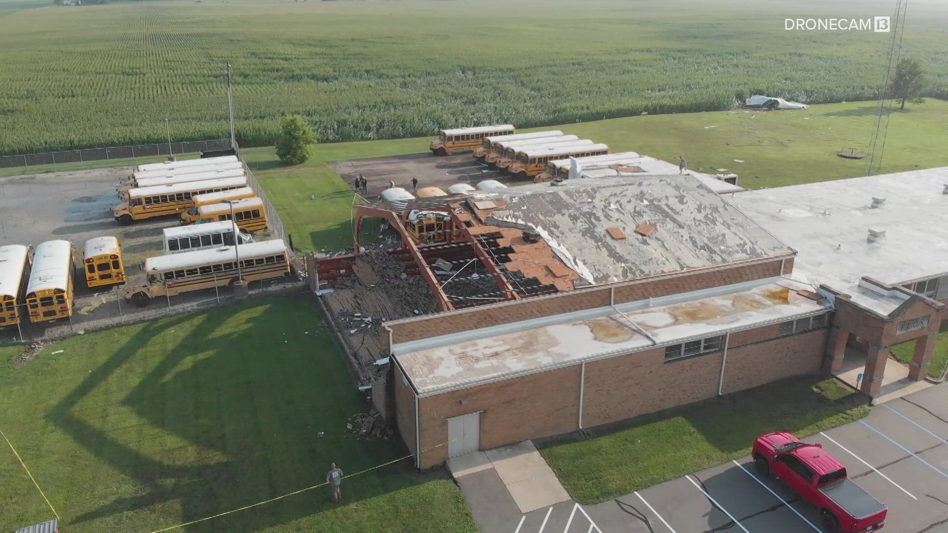 The Frankton-Lapel Schools administration building was extensively damaged Monday night.