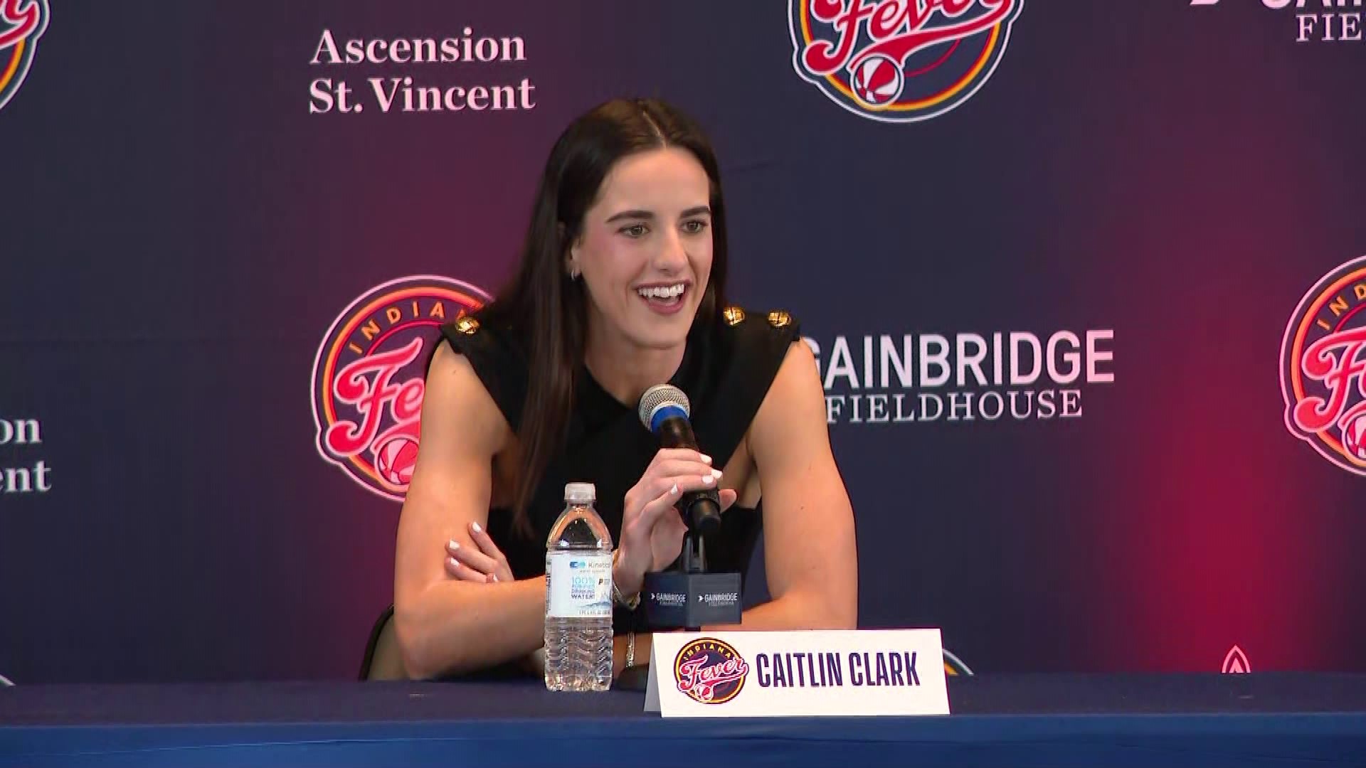 Caitlin Clark spoke with members of the media on Wednesday, April 17, 2024, two days after she was drafted by the Indiana Fever with the top pick.