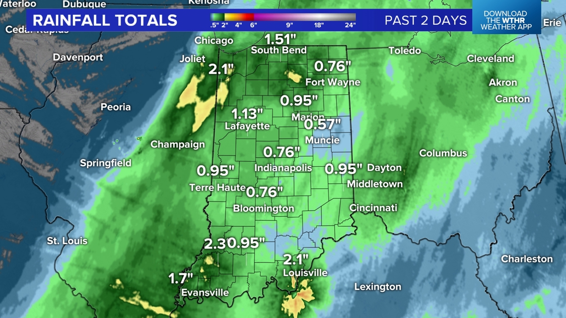 Rain totals across Indiana from December 28-29, 2024 | wthr.com