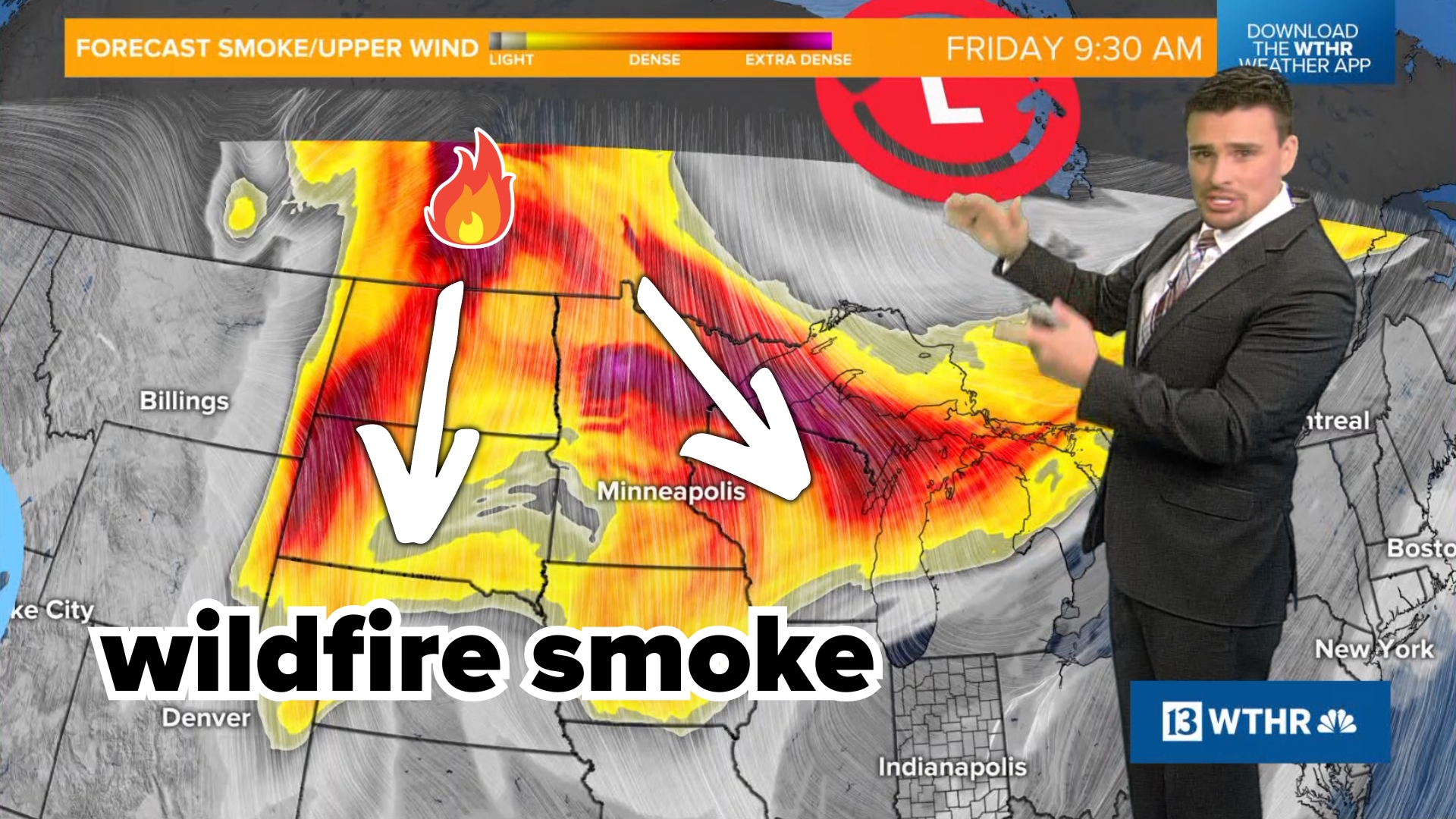 Winds aloft will carry wildfire smoke into the Plains and Great Lakes Friday and this weekend. Those sensitive will notice the smoke mainly west of Indiana.