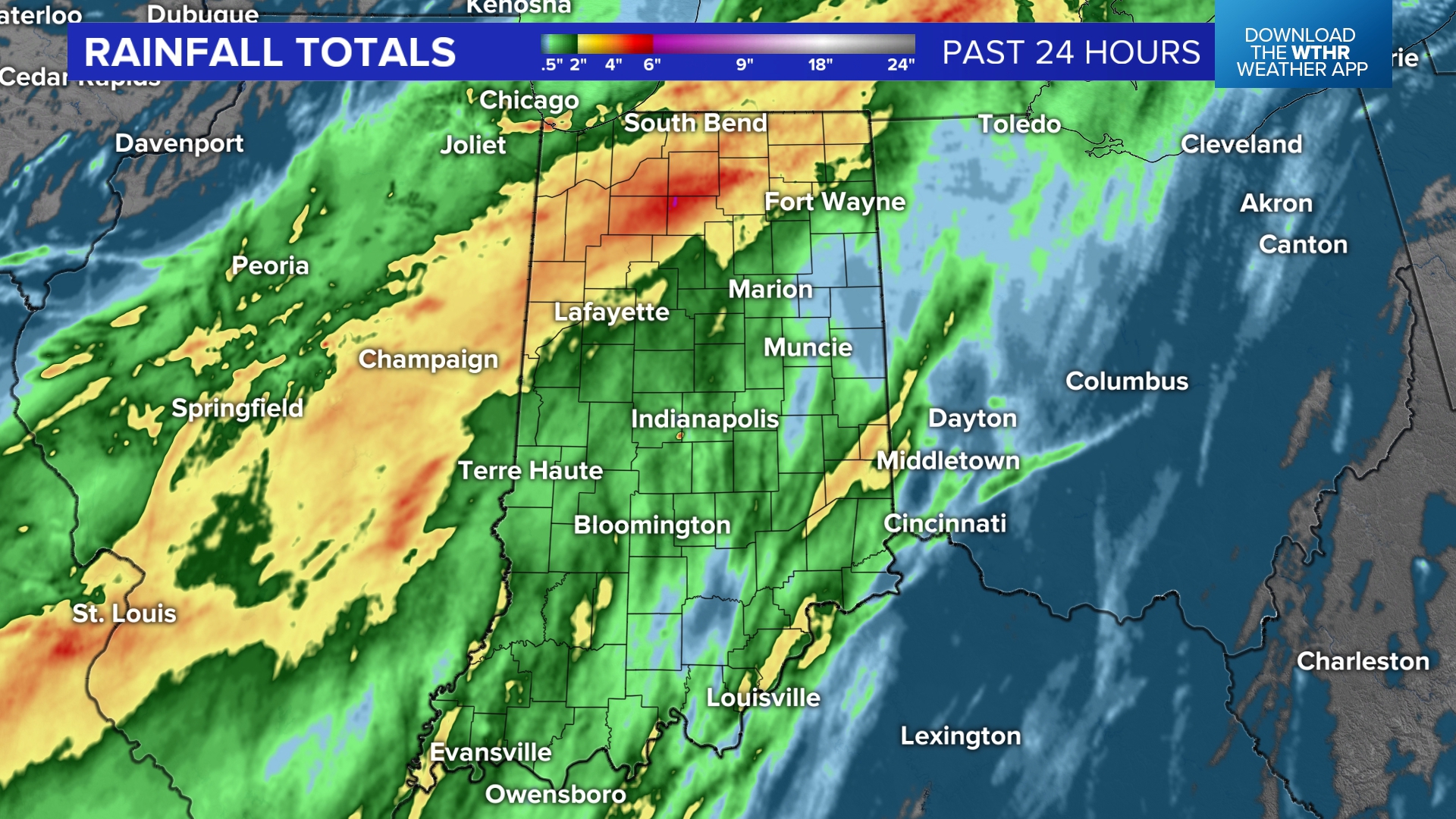 Rainfall totals from Hurricane Beryl across Indiana | wthr.com