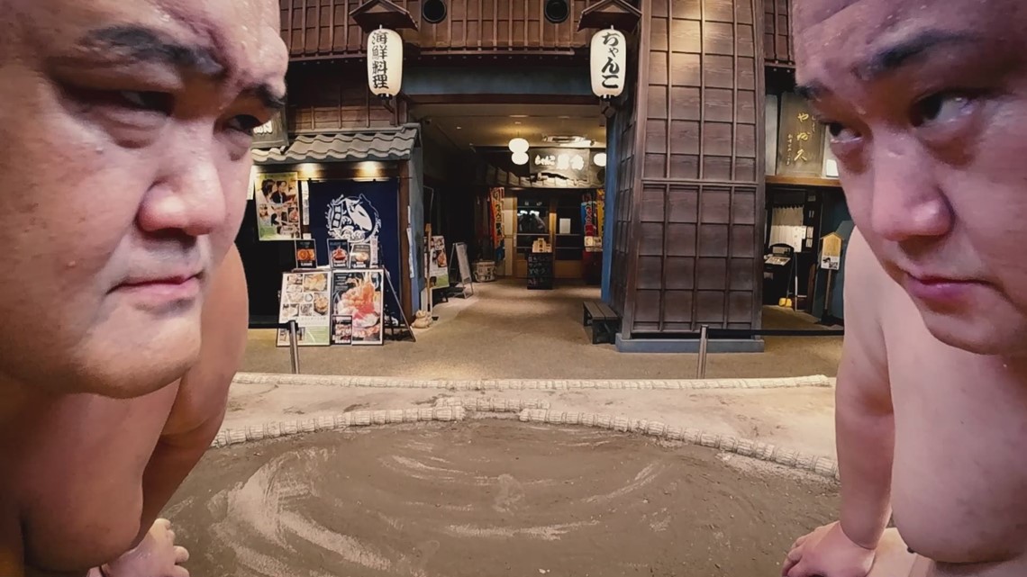 Sumo wrestlers face off