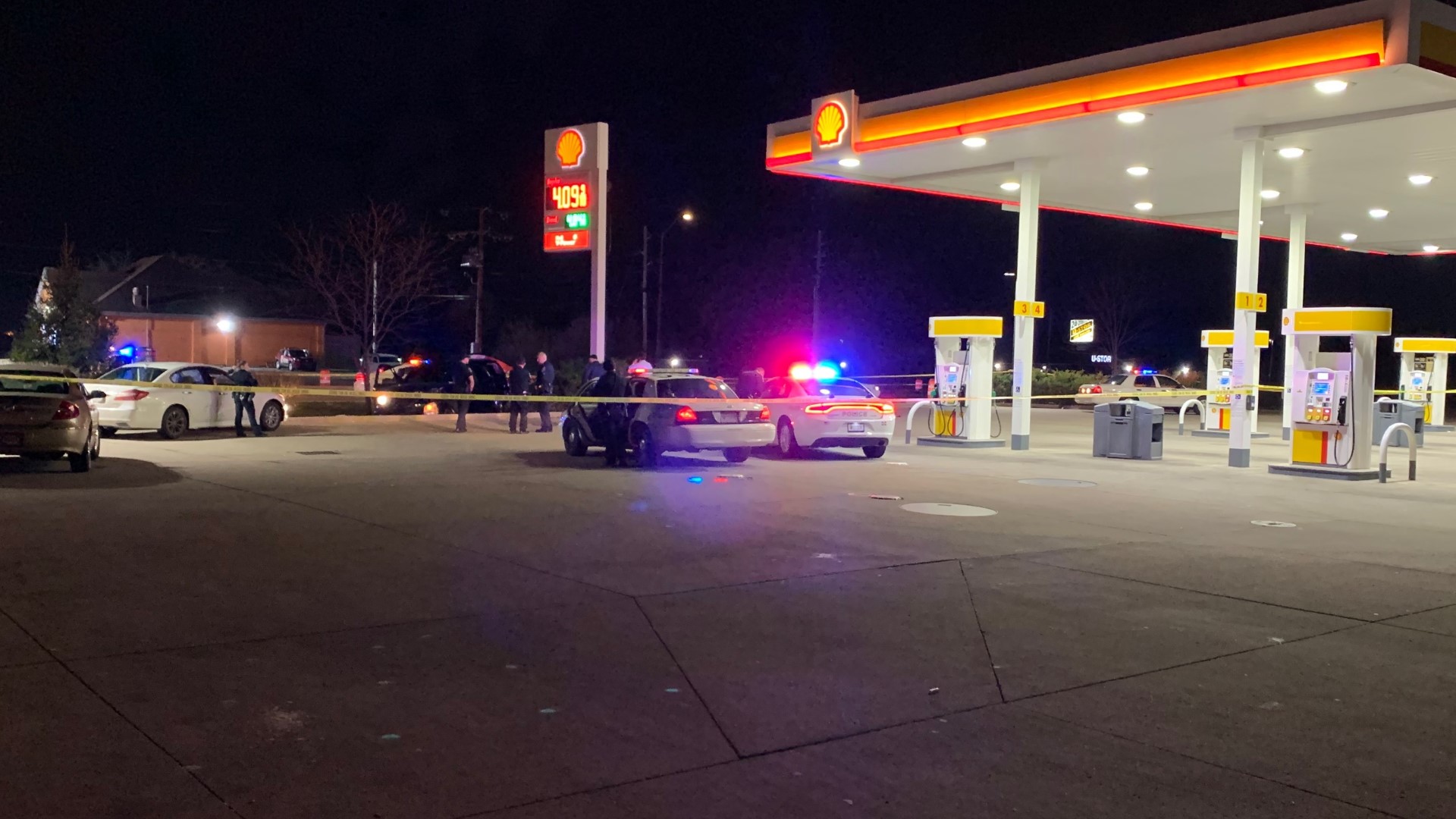 Officers responded to a gas station near the intersection of East 38th Street and North Franklin Road shortly before 3 a.m. Monday.