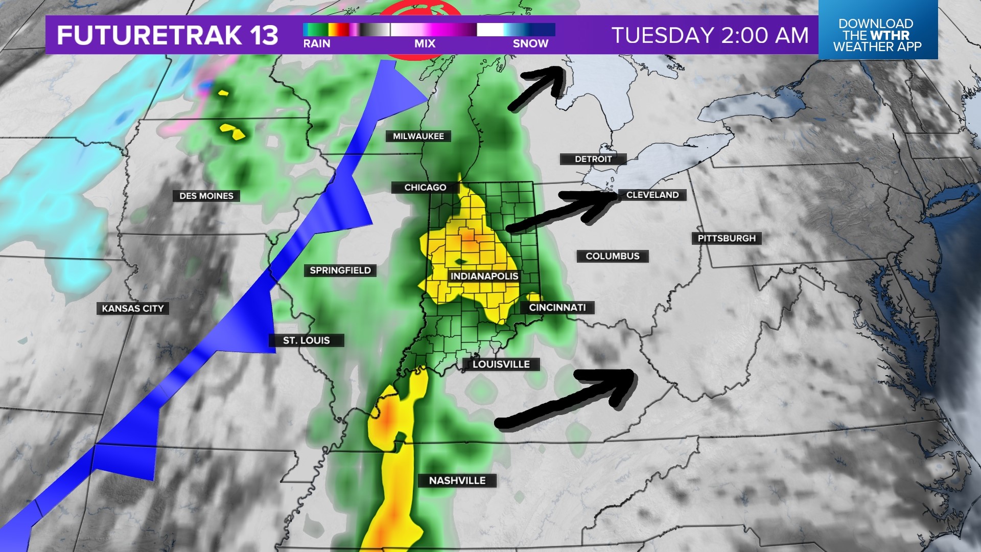Rain and thunder heading to Indiana Monday night Live Doppler 13