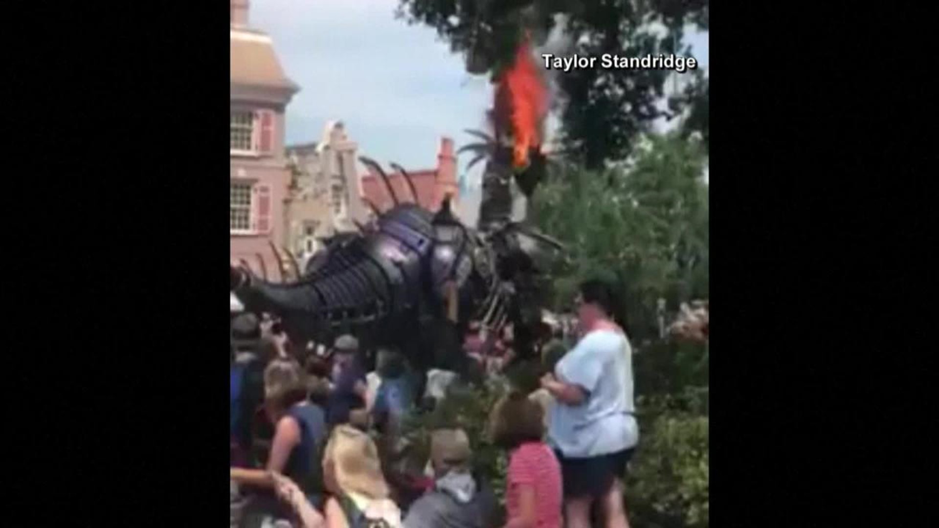 Disney parade float fire