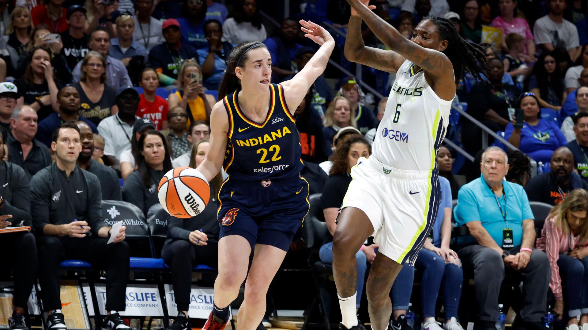 Caitlin Clark scored 16 points in the first half of her WNBA preseason debut in Dallas Friday night.