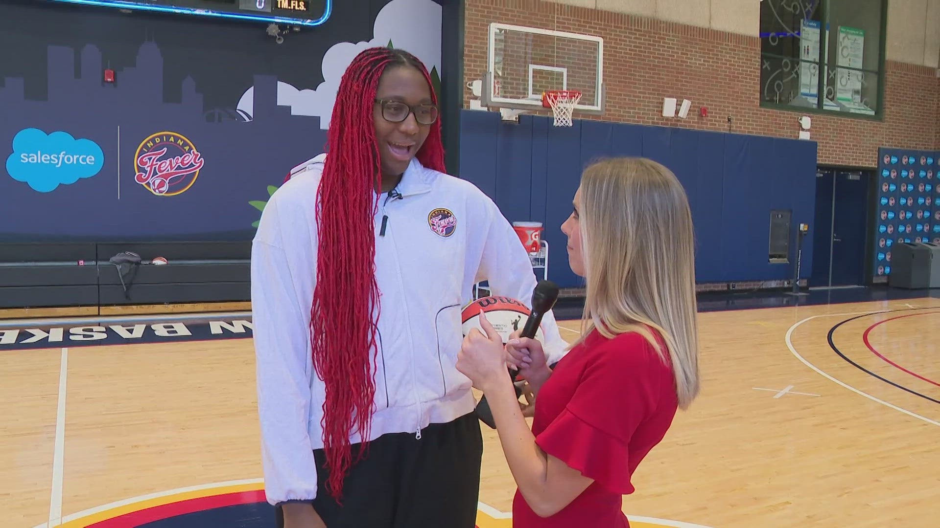 13News reporter Samantha Johnson has a one-on-one conversation with Indiana Fever forward Aliyah Boston.