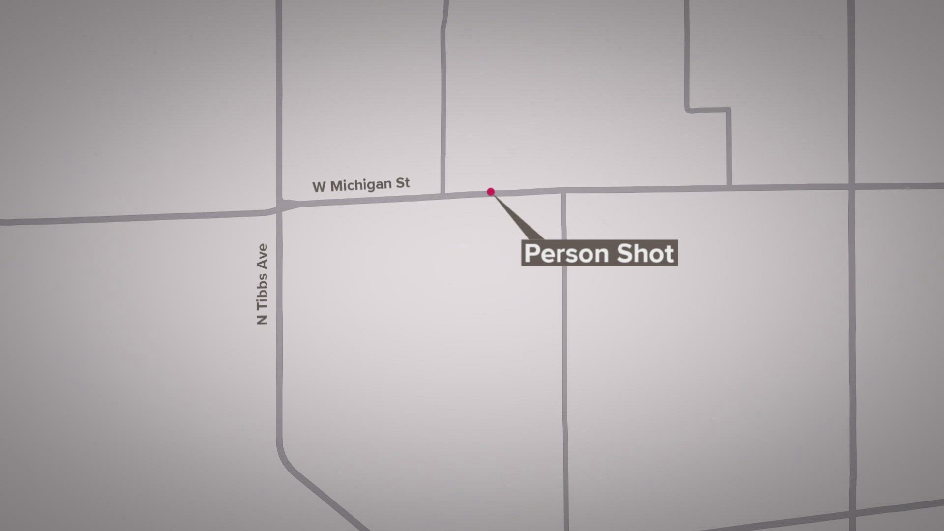 The shooting was reported around 1:15 a.m. Monday in the 3000 block of West Michigan Street, a few blocks east of North Tibbs Avenue.